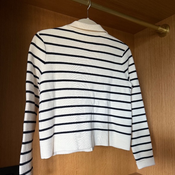 Sezane Navy-White Striped Betty Cardigan - Picture 2 of 4